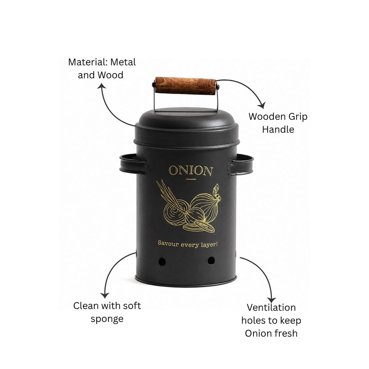 Haus Onion Storage Bin Large - Black