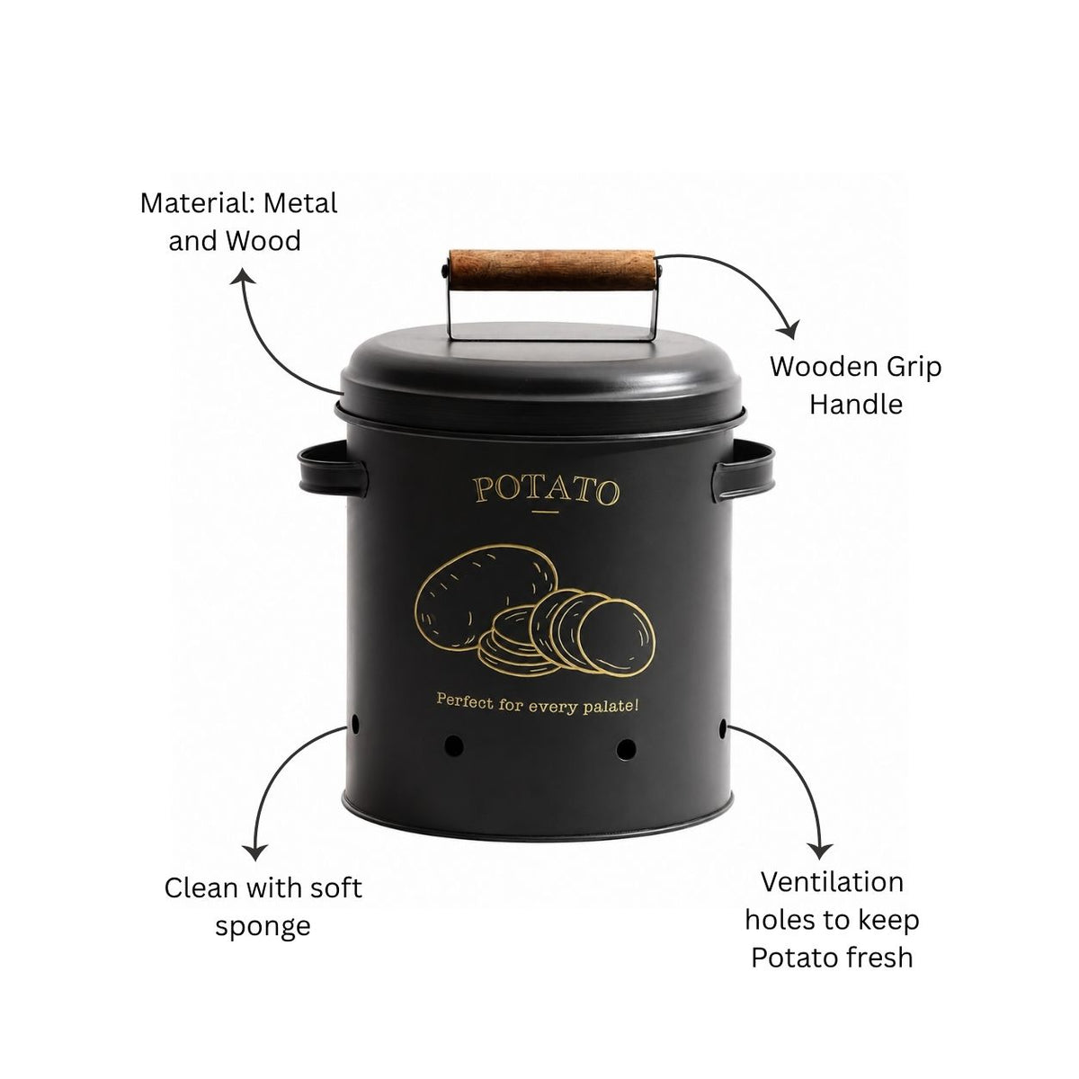 Haus Potato Storage Bin Large - Black