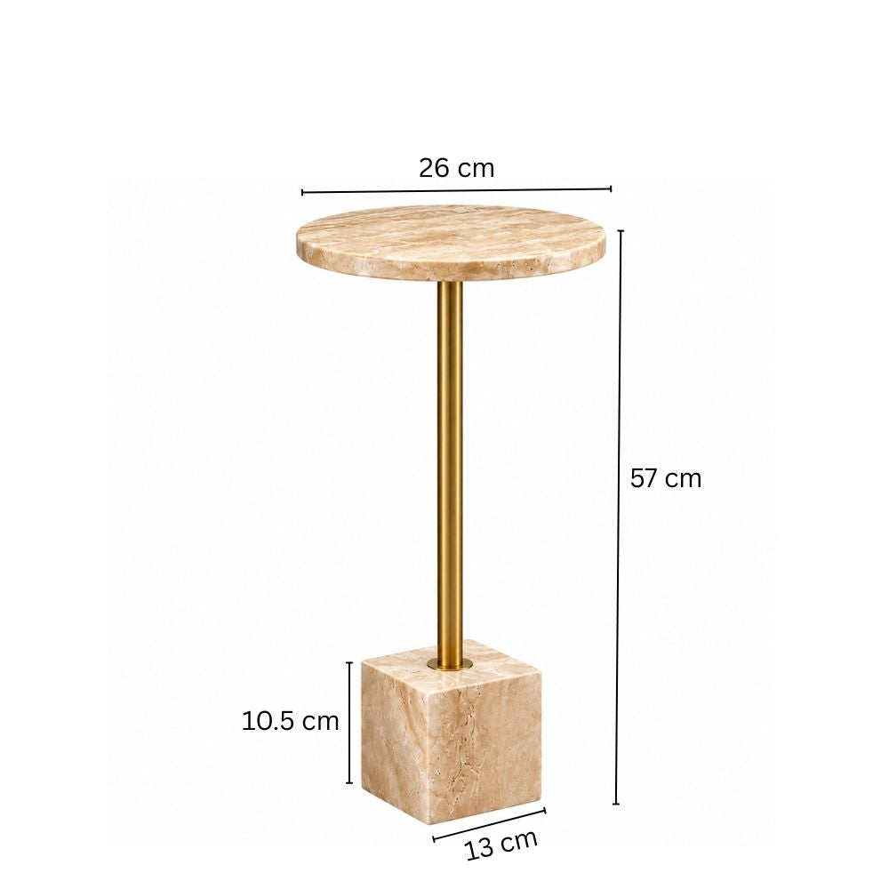 Haute Marble Pedestal Drink Table - Travertine