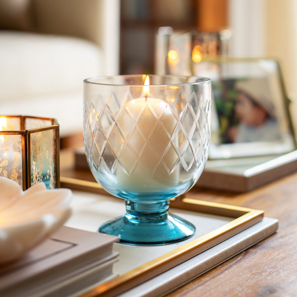 Havana Glass Hurricane - Teal