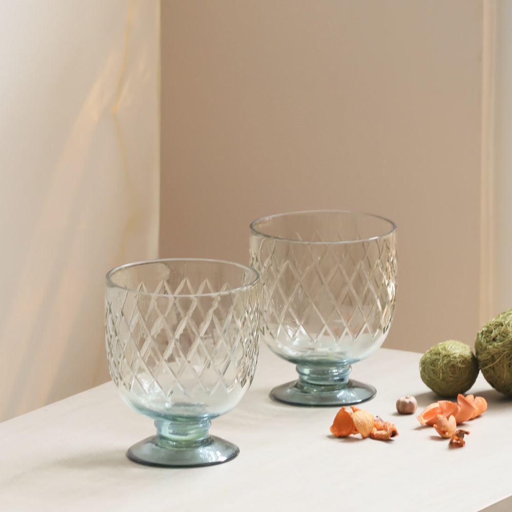 Havana Glass Hurricane 2-Piece Gift Set - Teal