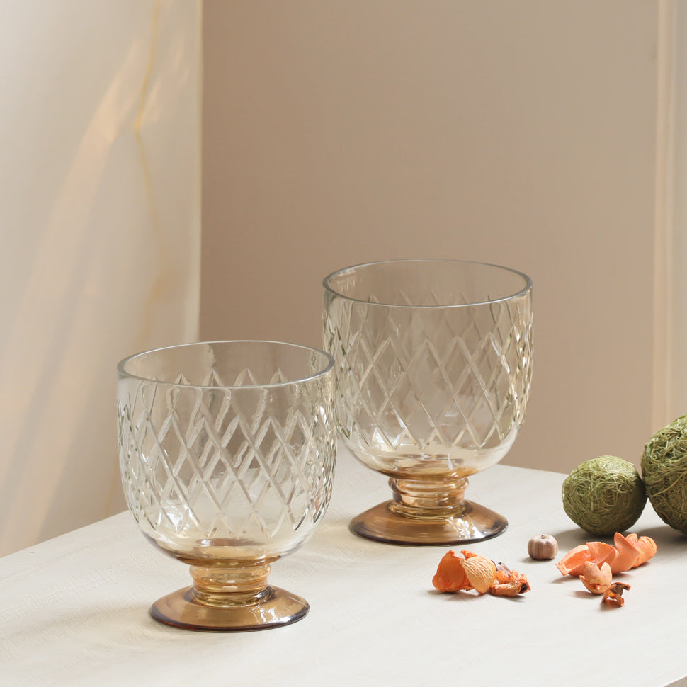 Havana Glass Hurricane 2-Piece Gift Set - Amber