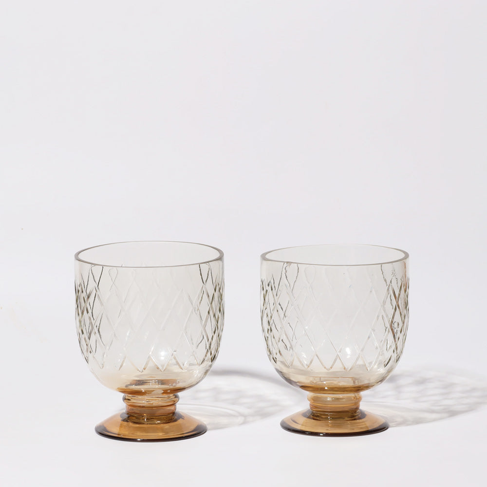 Havana Glass Hurricane 2-Piece Gift Set - Amber