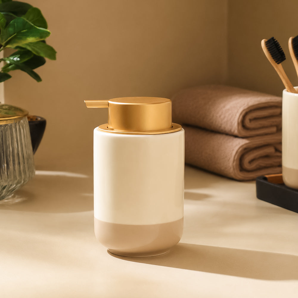 Haze Ceramic Soap Dispenser - Cream Taupe
