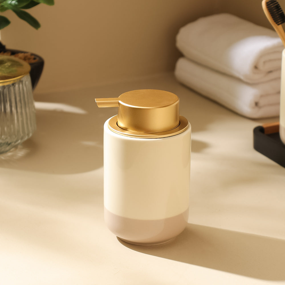Haze Ceramic Soap Dispenser - Cream Taupe