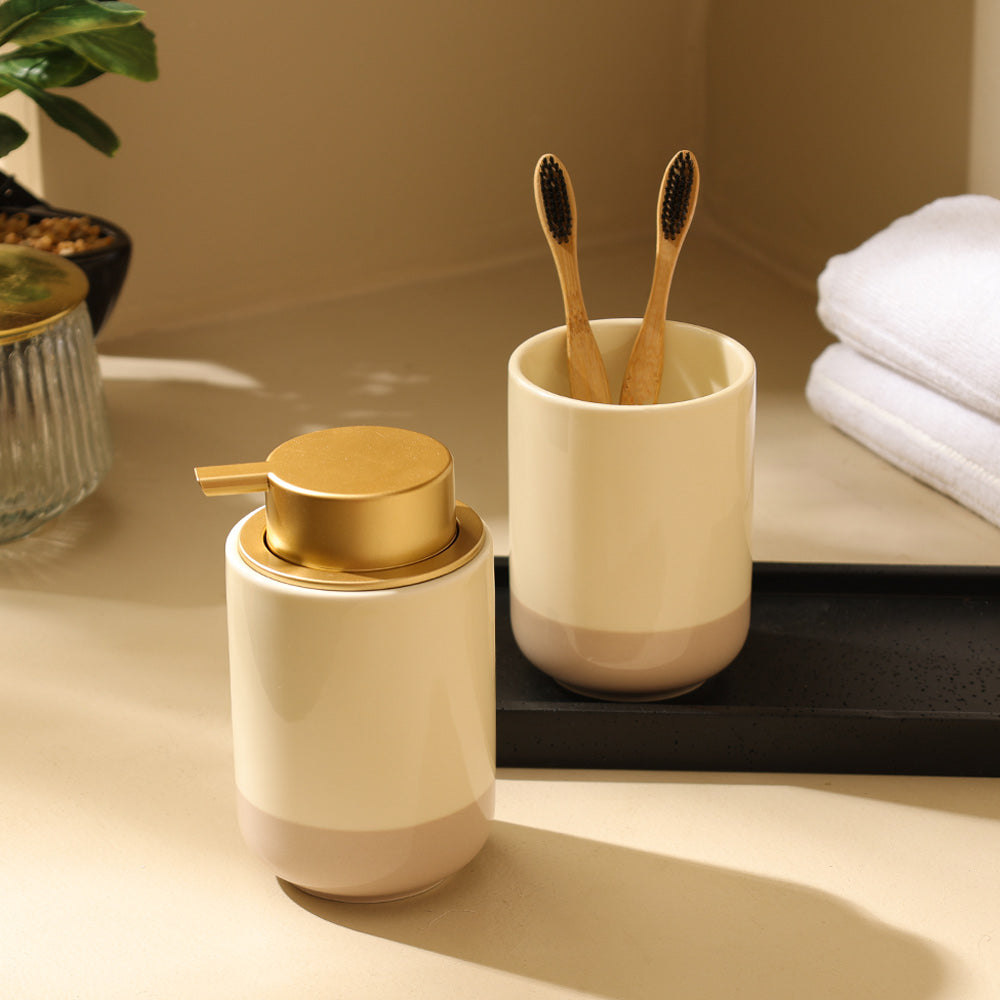 Haze Ceramic Soap Dispenser - Cream Taupe