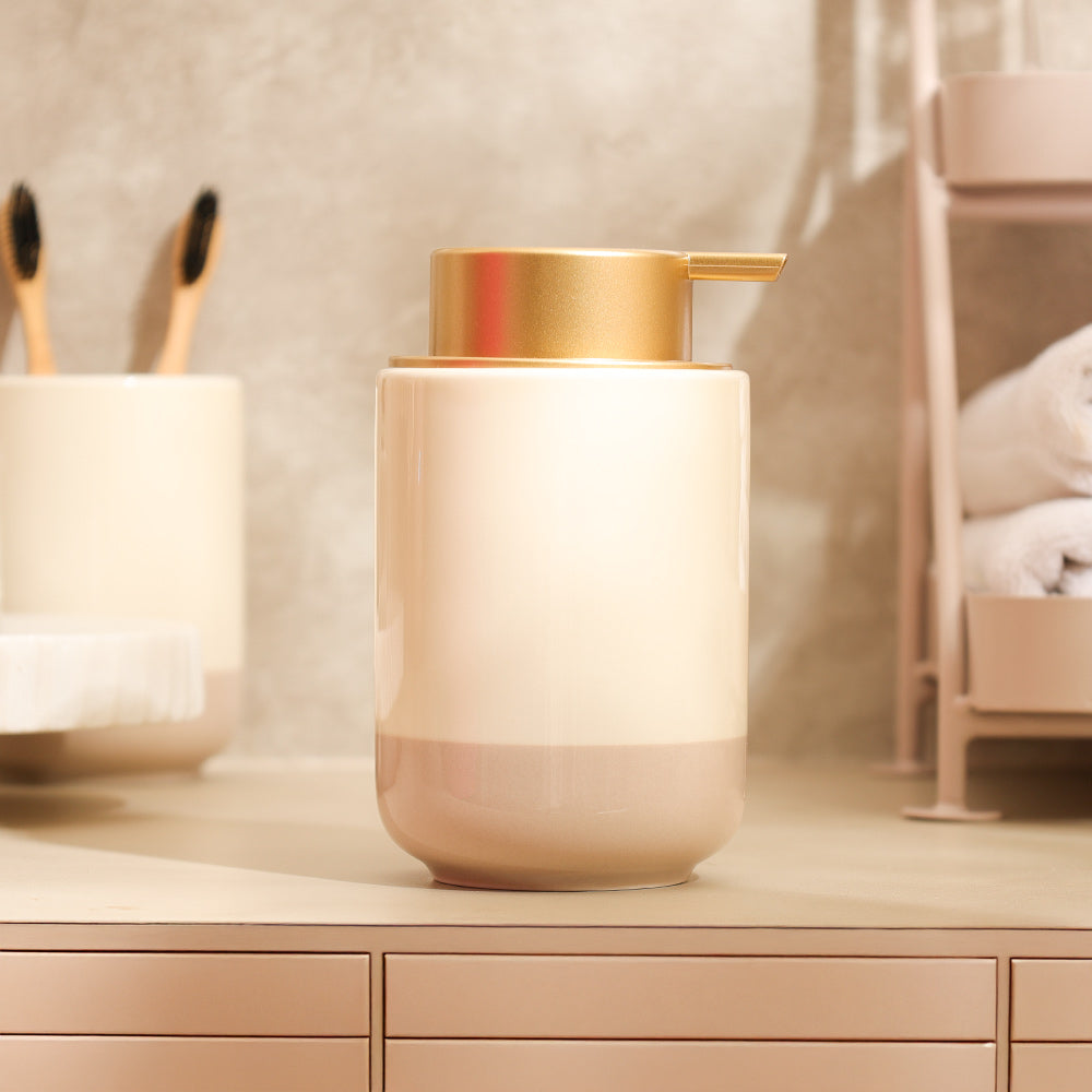 Haze Ceramic Soap Dispenser - Cream Taupe