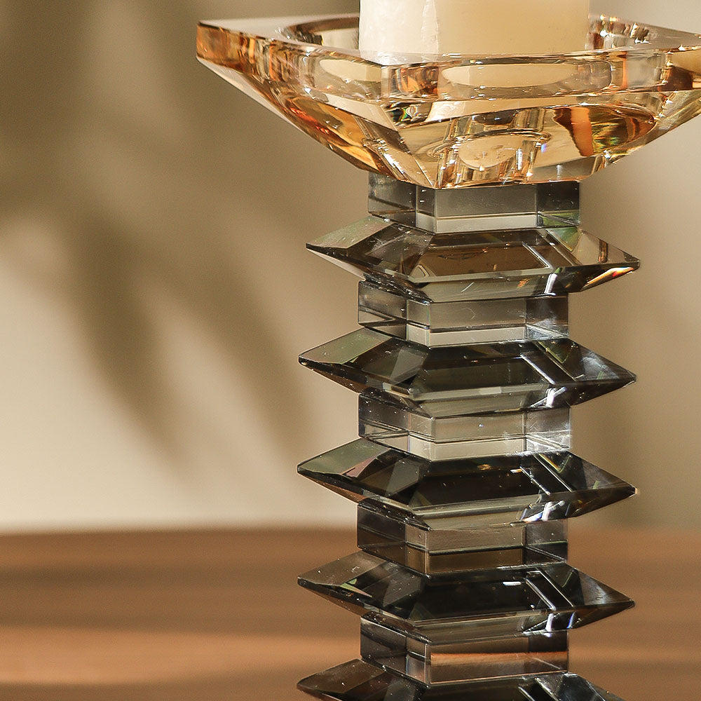Helios Crystal Candle Holder Large - Earthy