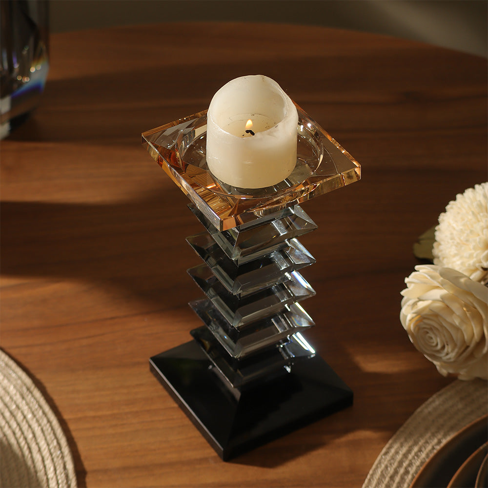 Helios Crystal Candle Holder Medium - Earthy
