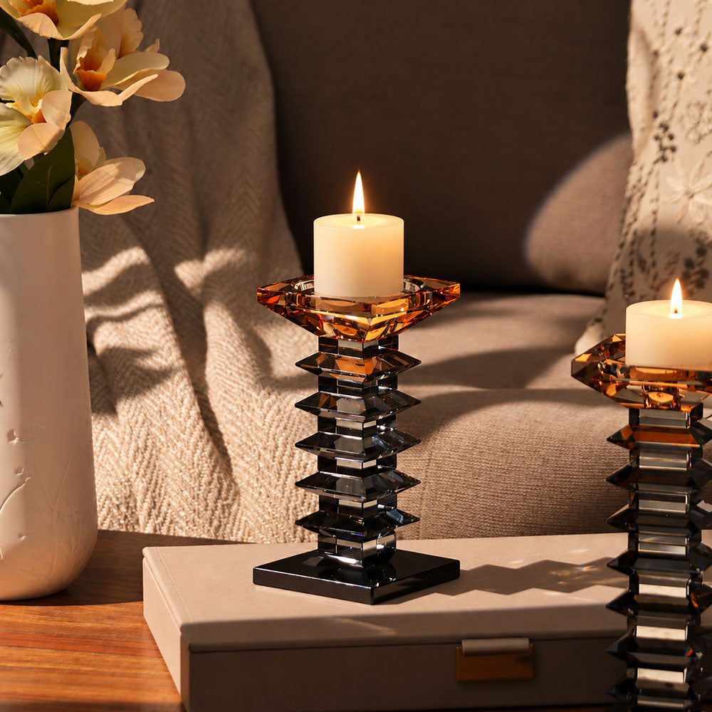 Helios Crystal Candle Holder Medium - Earthy