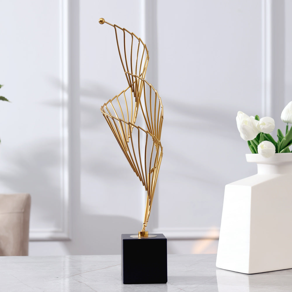 Helix Metallic Sculpture - Black Gold