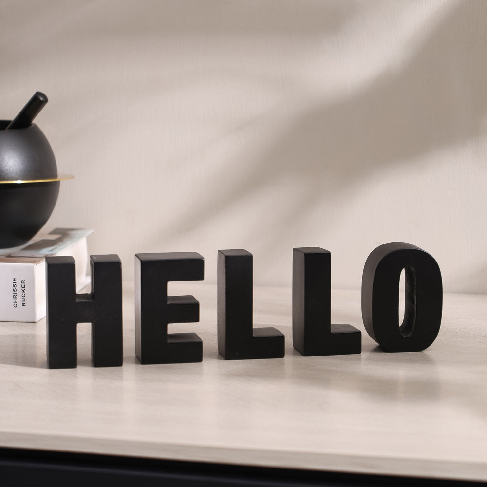 Hello Concrete Decorative Accent - Black