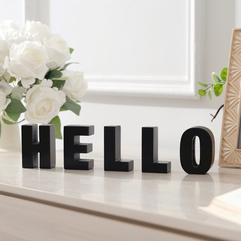 Hello Concrete Decorative Accent - Black