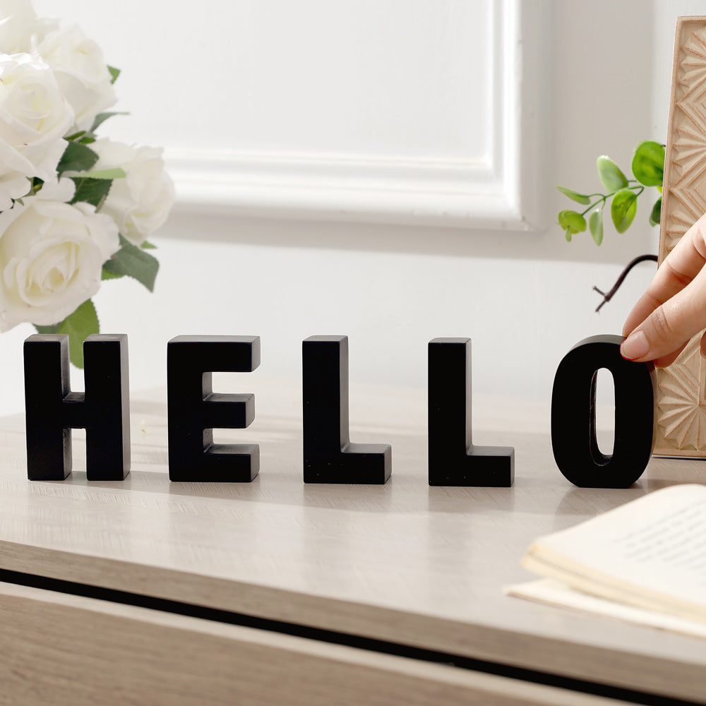 Hello Concrete Decorative Accent - Black