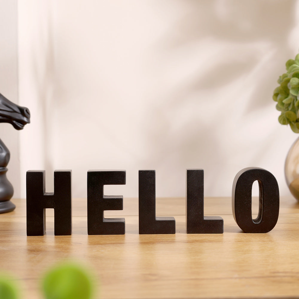Hello Concrete Decorative Accent - Black