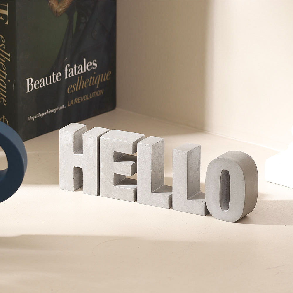 Hello Concrete Decorative Accent - Dark Grey