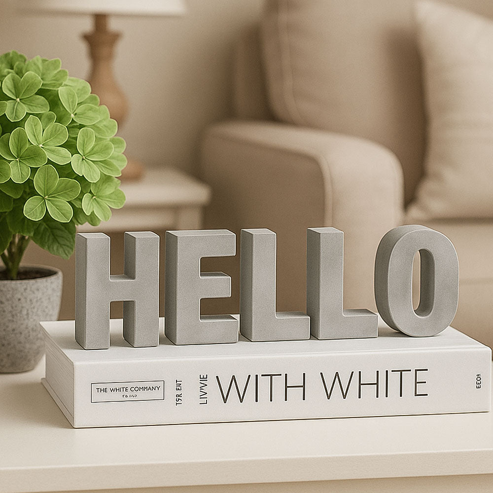 Hello Concrete Decorative Accent - Dark Grey