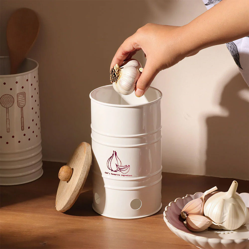 Helm Garlic Storage Bin Medium - White