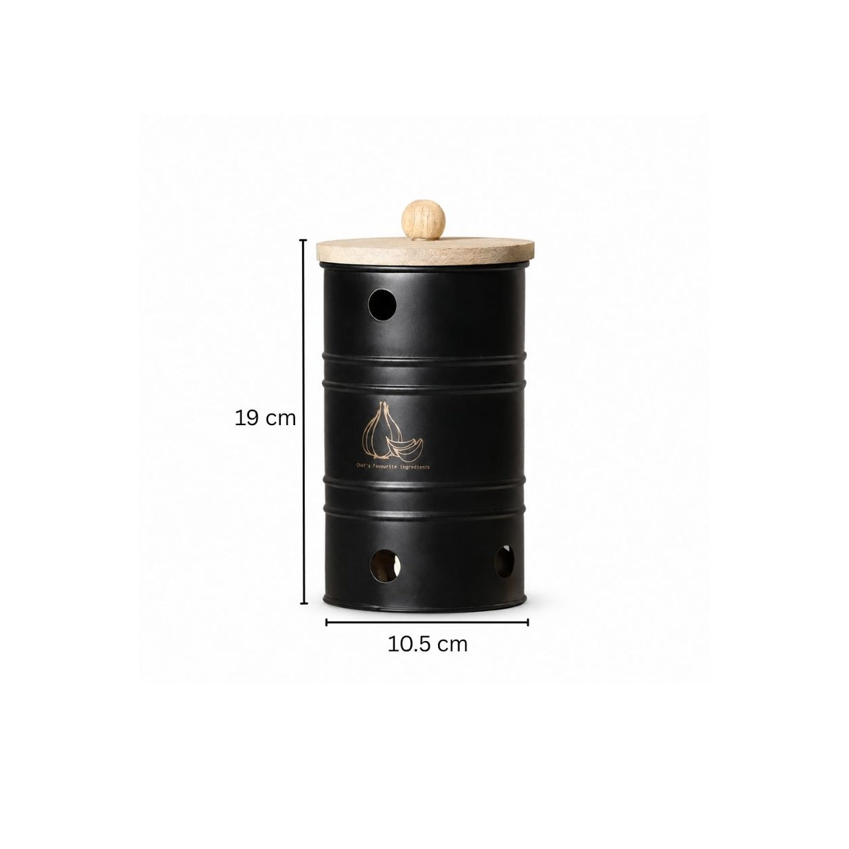 Helm Garlic Storage Bin Medium - Black