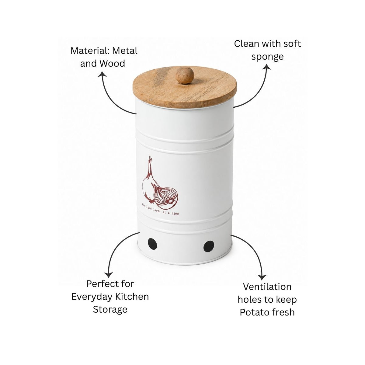 Helm Onion Storage Bin Large - White
