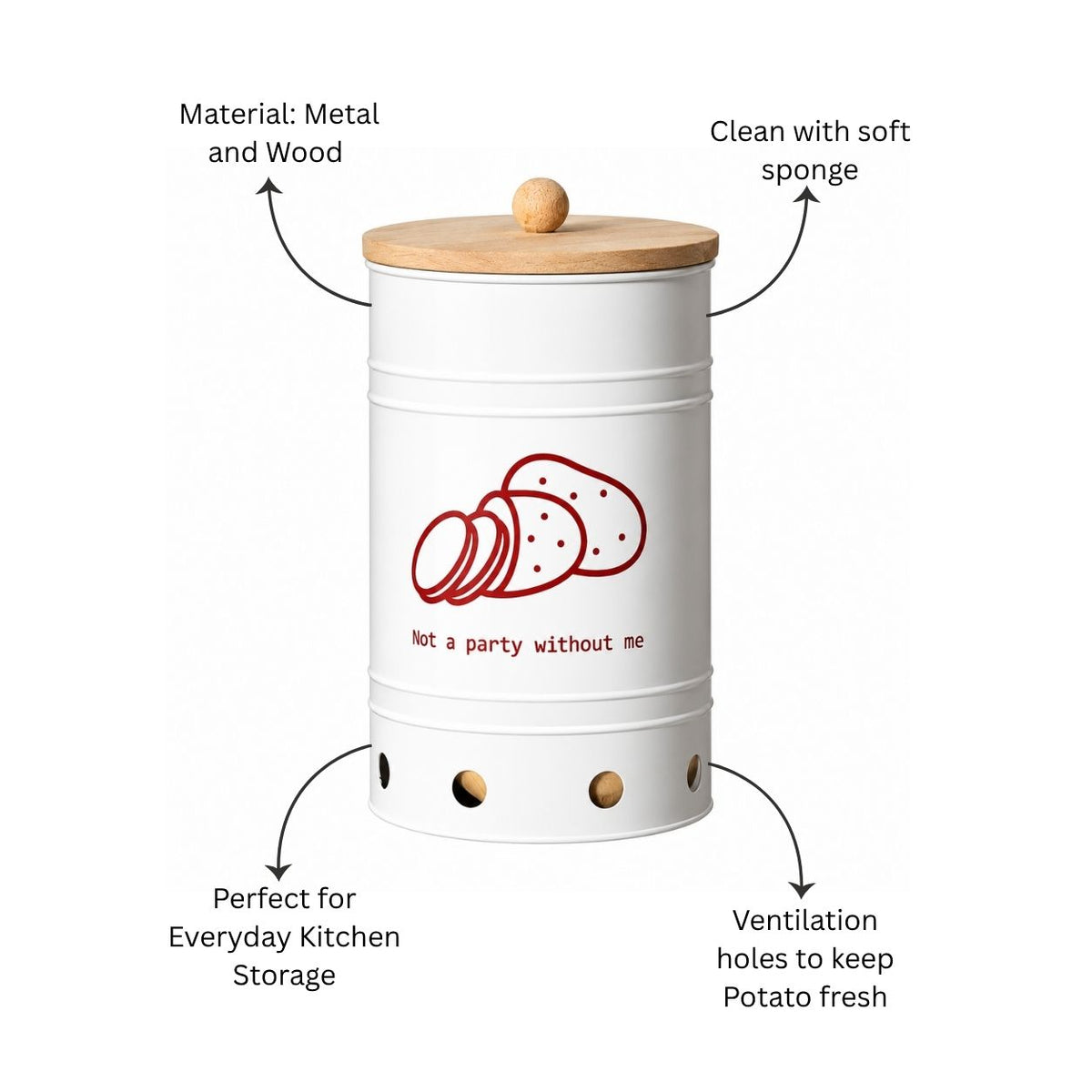 Helm Potato Storage Bin Large - White