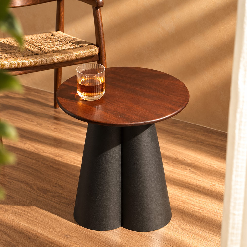 Heritage Mango Wood & Metal Side Table Short - Black