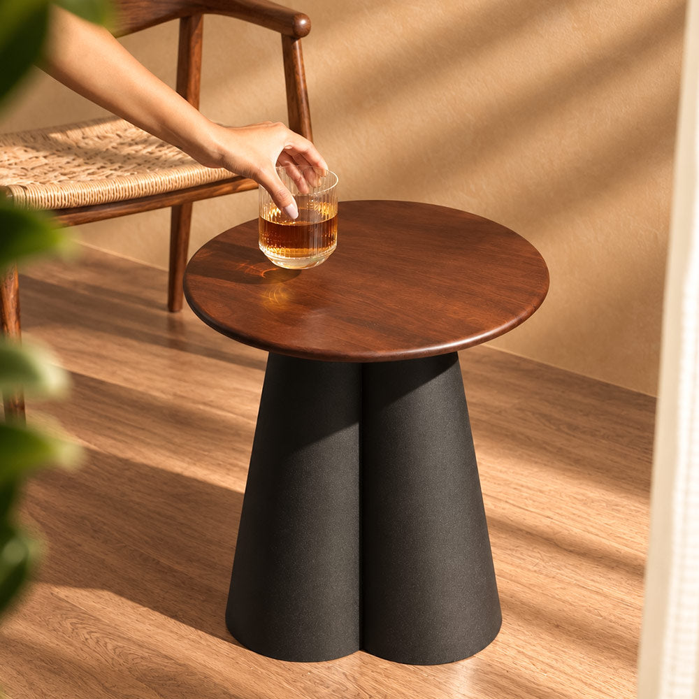 Heritage Mango Wood & Metal Side Table Short - Black