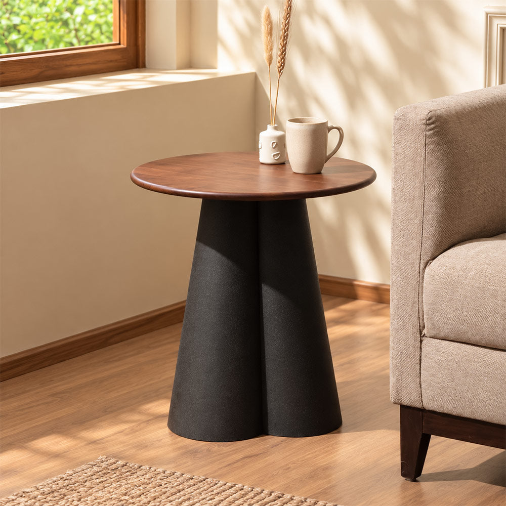 Heritage Mango Wood & Metal Side Table Short - Black