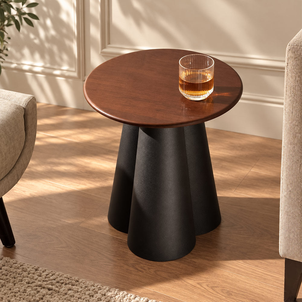 Heritage Mango Wood & Metal Side Table Short - Black