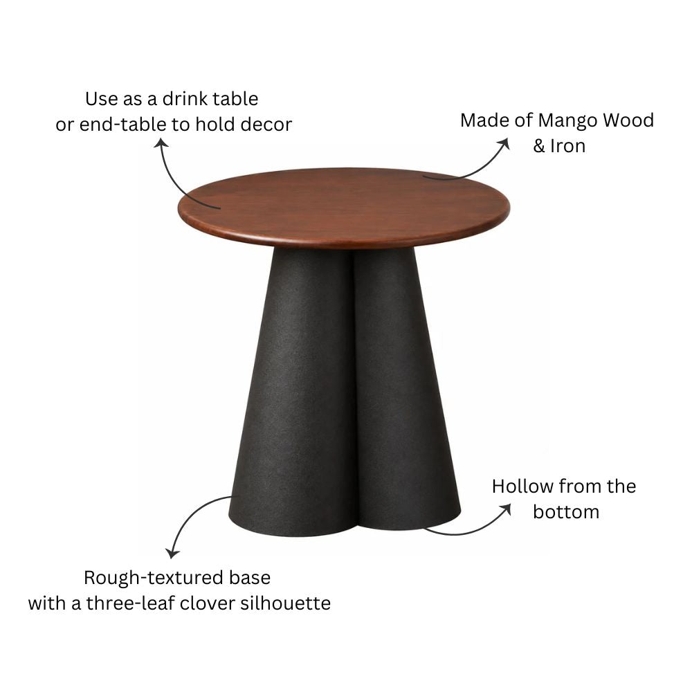 Heritage Mango Wood & Metal Side Table Short - Black