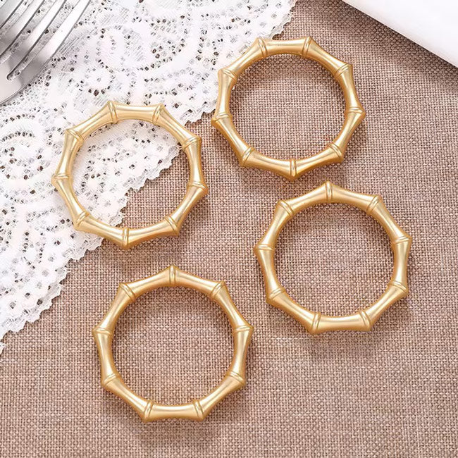 Hex Metal Napkin Rings, Set of 6 - Gold