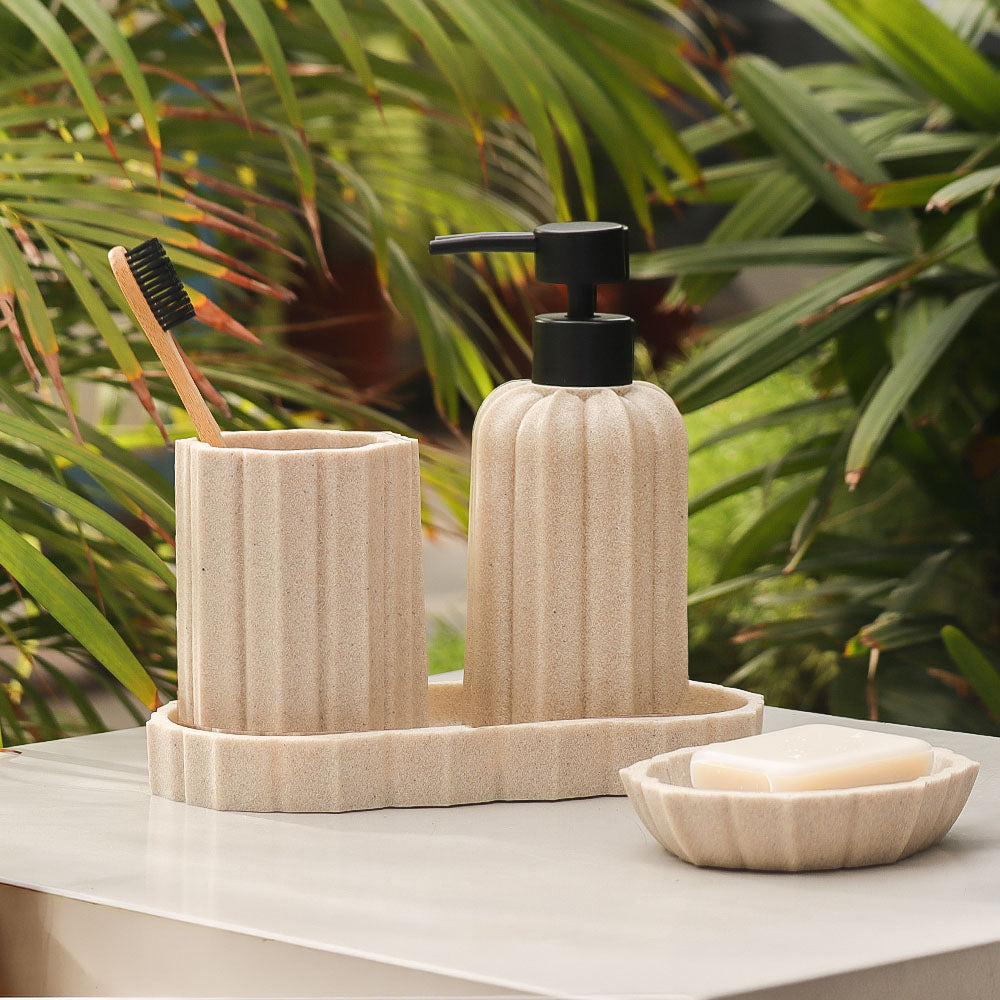 Hex 4-piece Bathroom Set - Sandy Beige