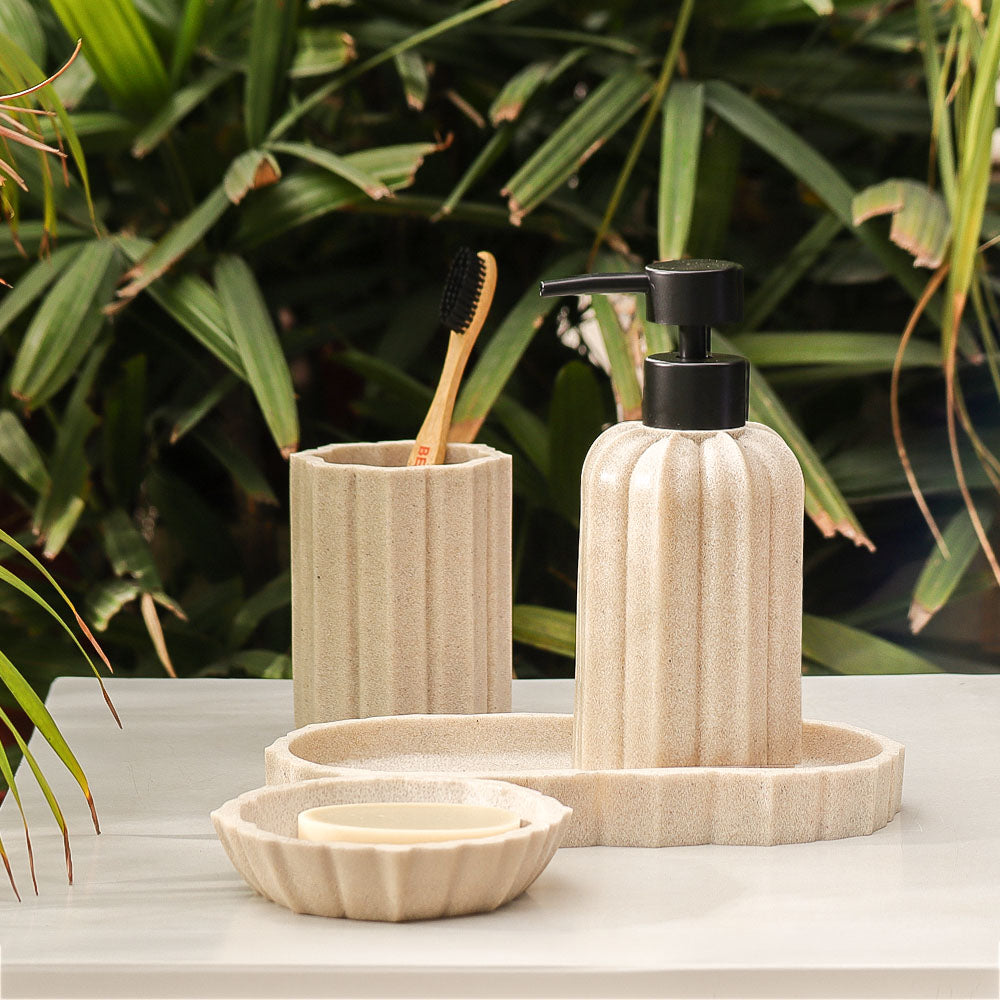 Hex 4-piece Bathroom Set - Sandy Beige