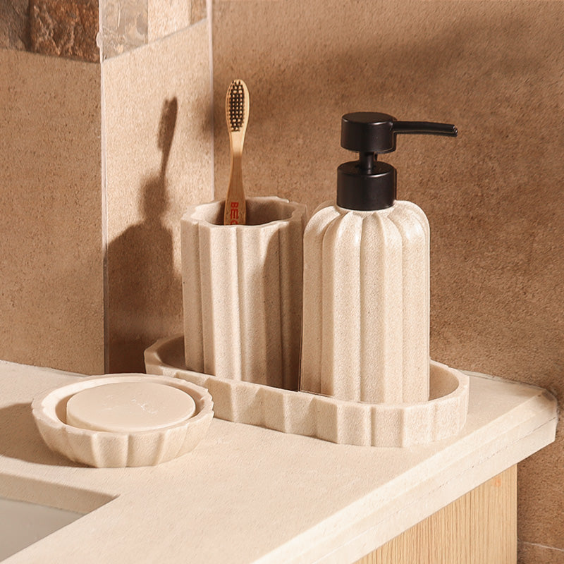 Hex 4-piece Bathroom Set - Sandy Beige