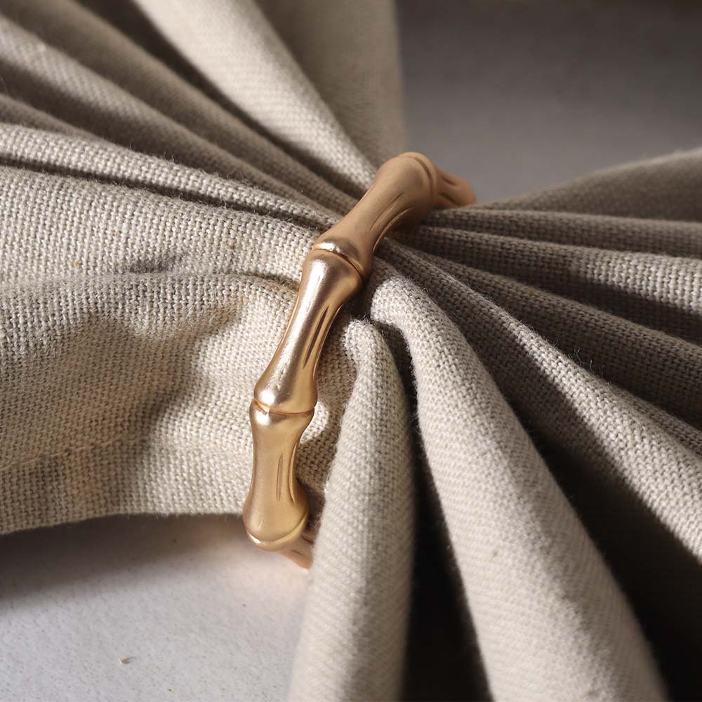 Hex Metal Napkin Rings, Set of 6 - Gold