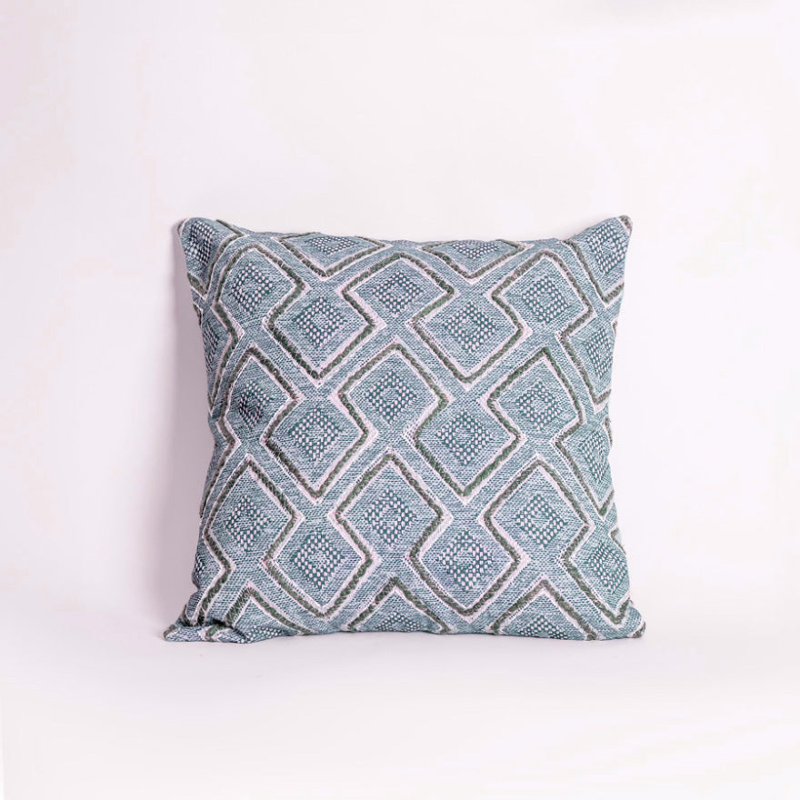 Hexa Embroidered Cushion Cover 45x45cm - Blue