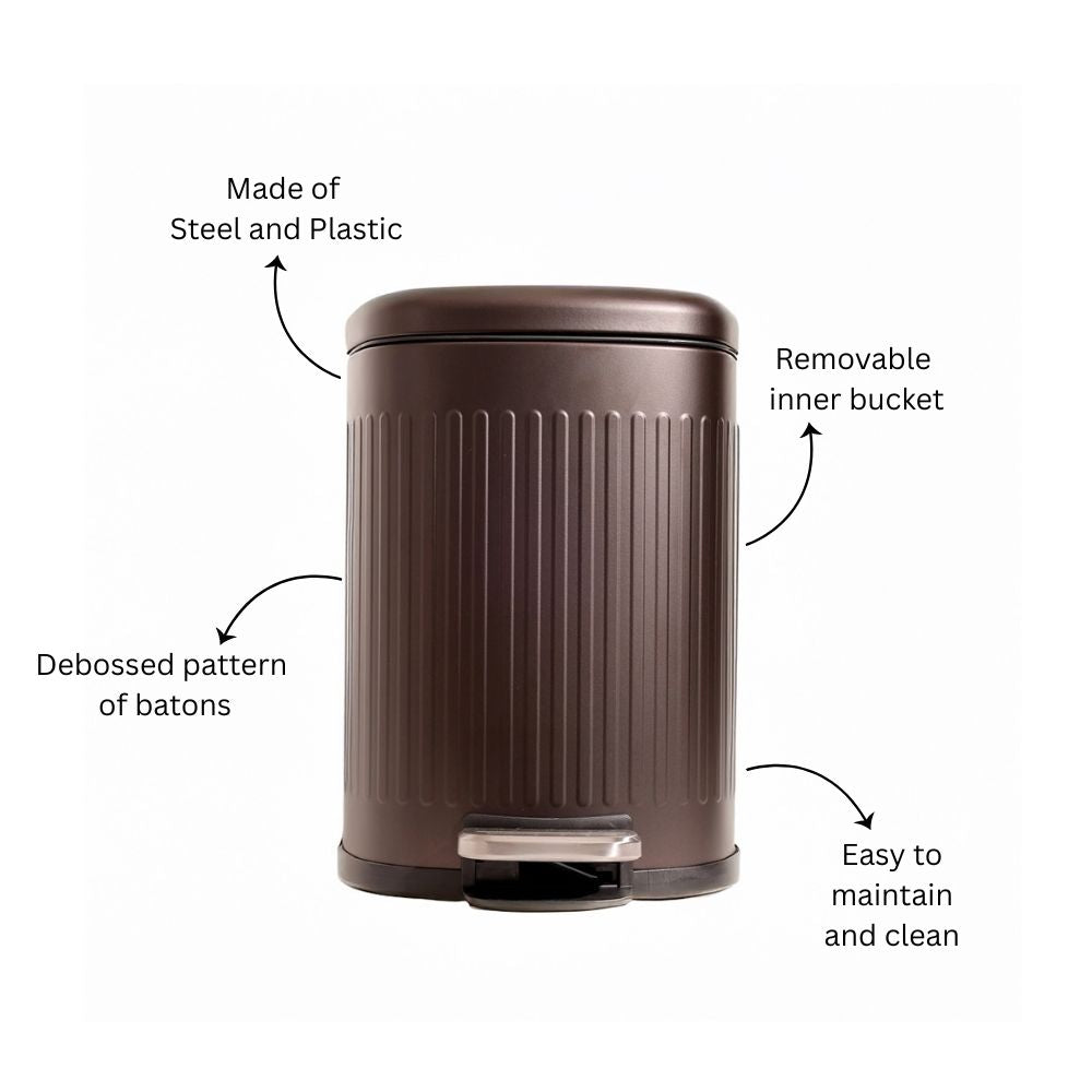 Hexa Sqround Pedal Bin 8L - Metallic Brown