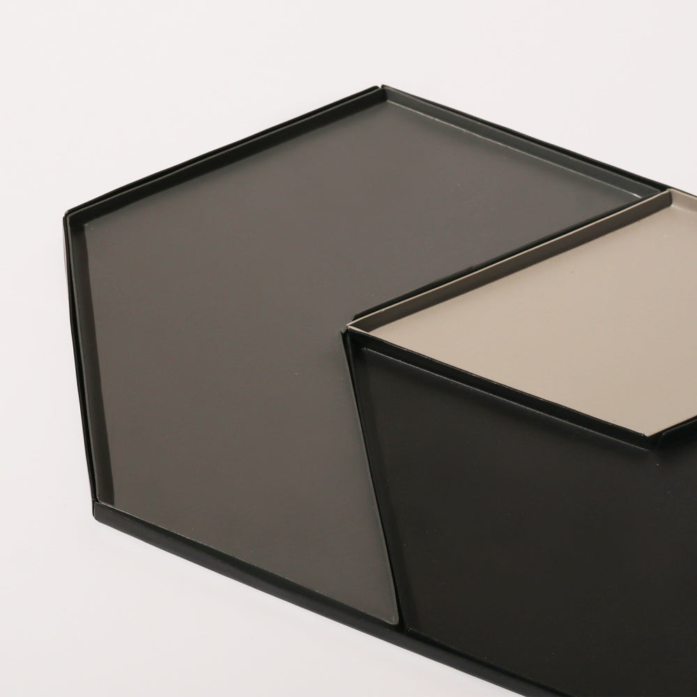 Hexagon Metal Desk Tray Set - Grey Black