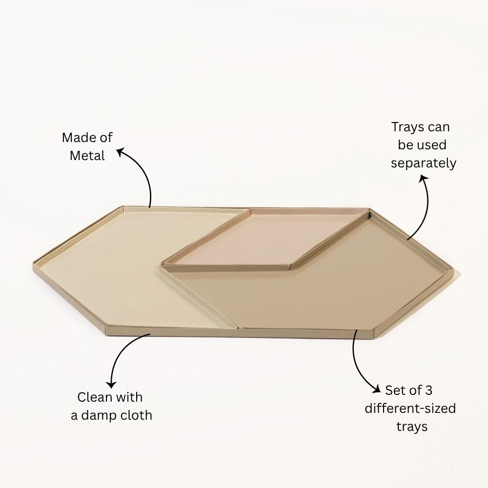 Hexagon Metal Desk Tray Set - Taupe