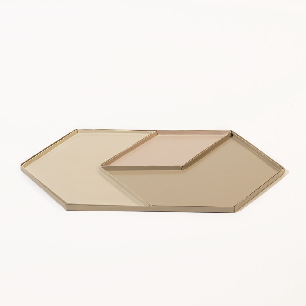 Hexagon Metal Desk Tray Set - Taupe