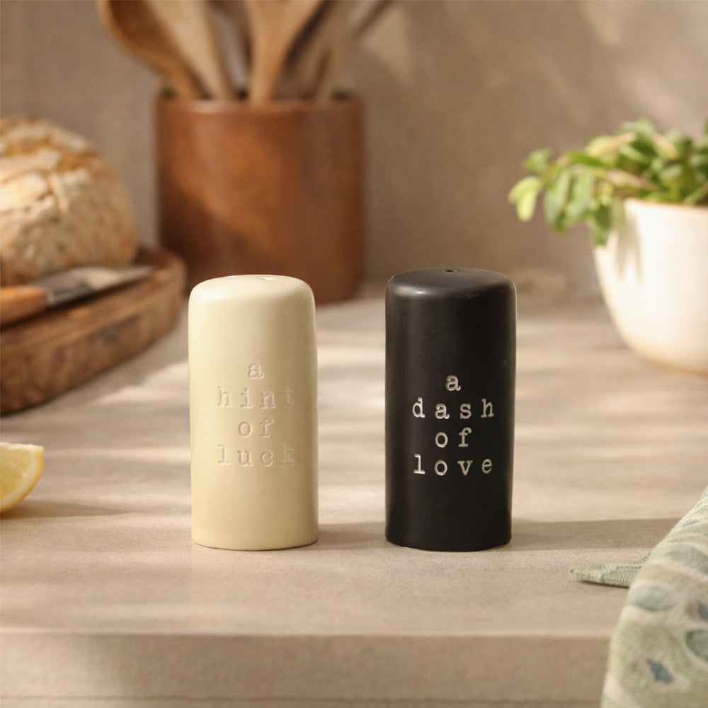 Hey! Salt and Pepper Shaker Set - Black & Beige