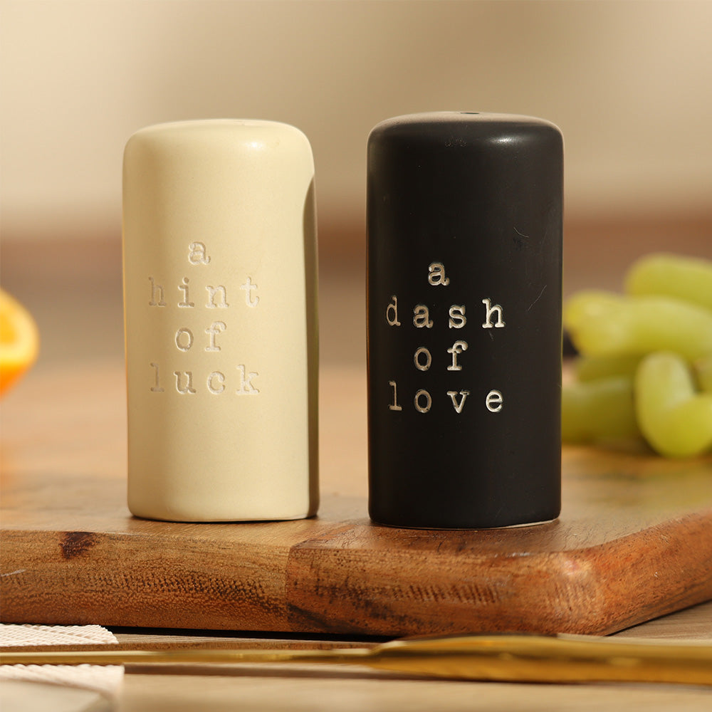 Hey! Salt and Pepper Shaker Set - Black & Beige