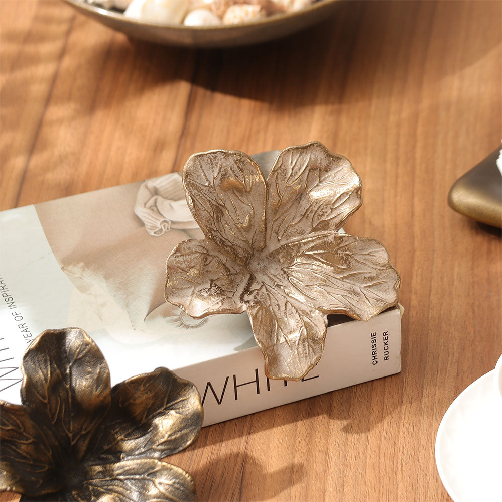 Hibiscus Metal Sculpture Small - Antique Ivory