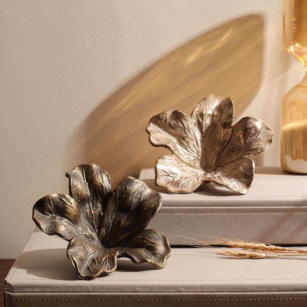 Hibiscus Metal Sculpture Small - Antique Ivory