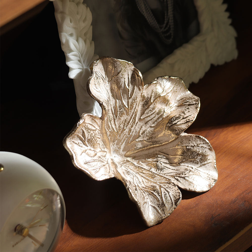 Hibiscus Metal Sculpture Small - Antique Ivory