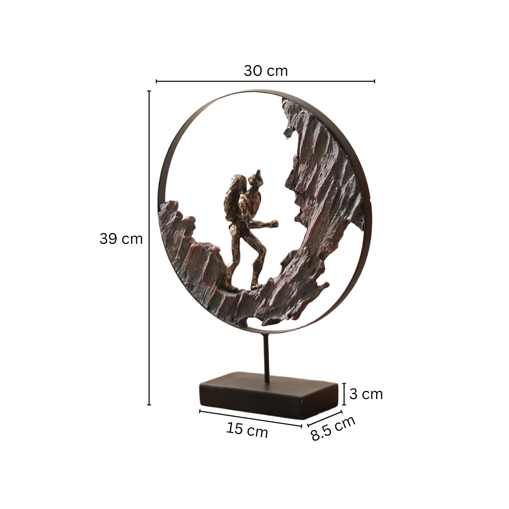 Hiking The World Sculpture - Metallic Monochrome