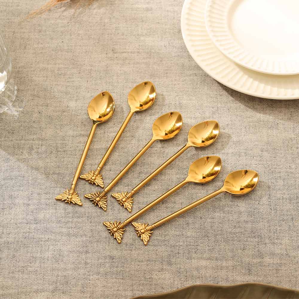 Hive Dessert Spoons, Set of 6 - Gold