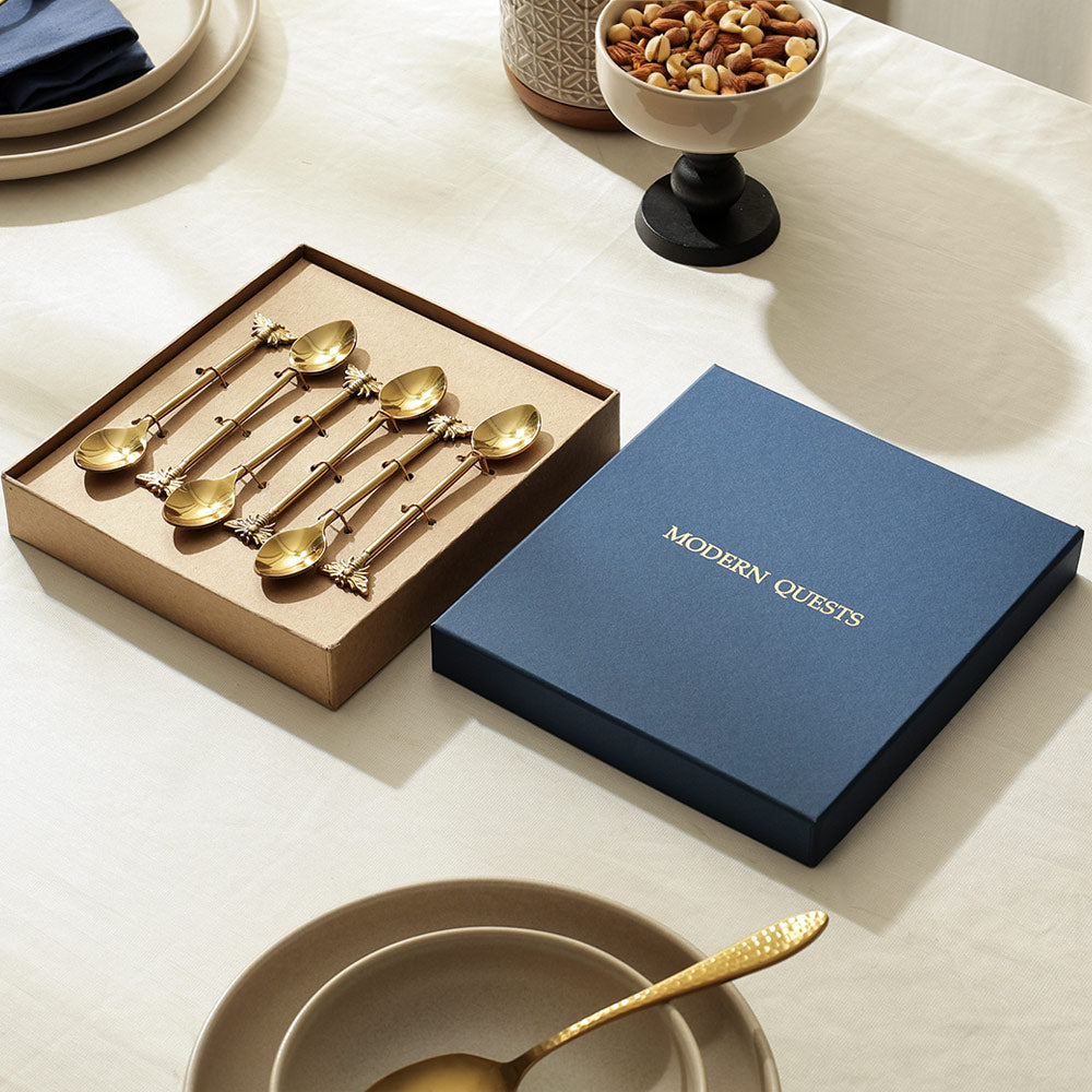 Hive Dessert Spoons, Set of 6 - Gold
