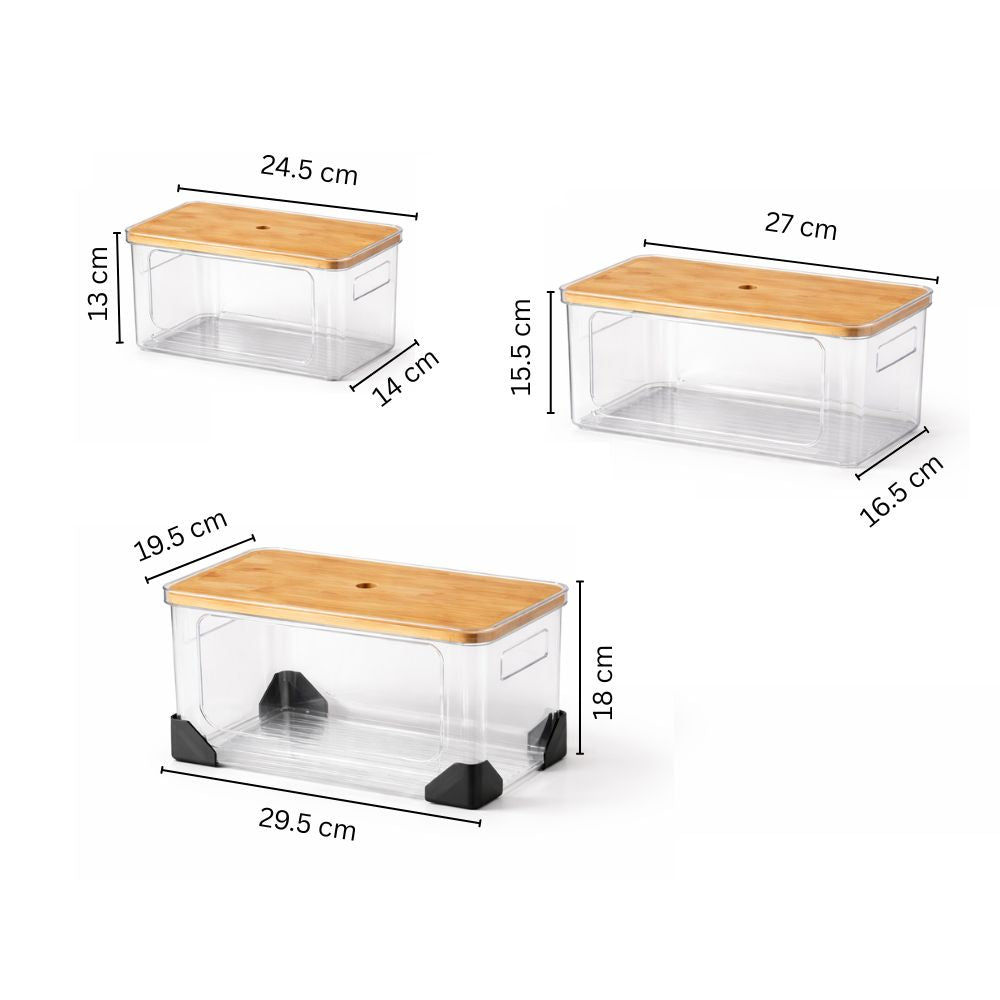 Hold-It Stackable Storage Bins, Set of 3 - Clear Natural