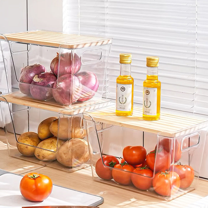 Hold-It Stackable Storage Bin with Lid - Clear Natural
